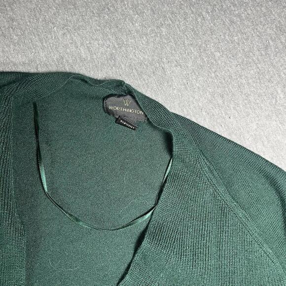 Worthington Women's Size MT Green Open Front Cardigan Sweater RN: 108357 - Picture 4 of 8